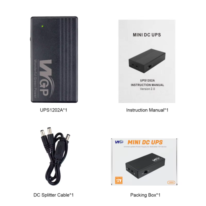 Джерело безперебійного живлення 12 Вольт Mini UPS Wonderful Green Power (1202A, 7800мАг/29Wh, 24W)