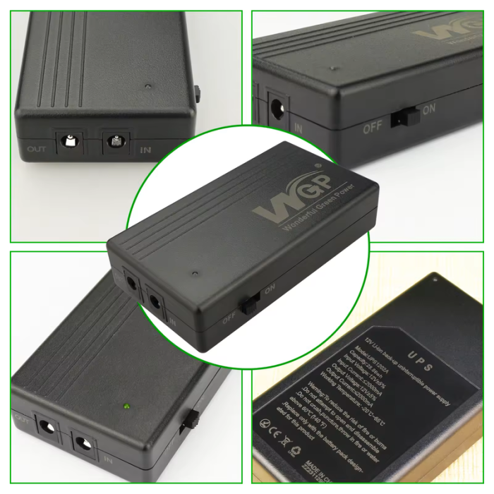 Джерело безперебійного живлення 12 Вольт Mini UPS Wonderful Green Power (1202A, 7800мАг/29Wh, 24W)