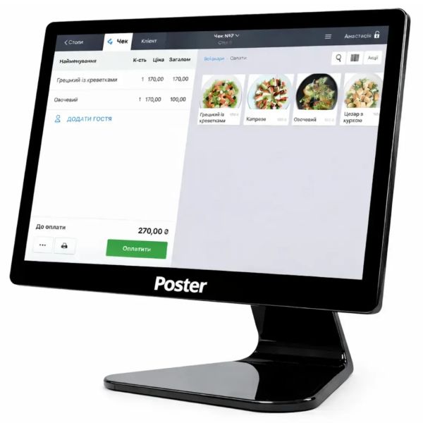 Сенсорний POS-термінал Poster black (15,6 дюймів, Intel J6412, 8 ГБ RAM / 128 ГБ SSD)  + Windows 10 Pro