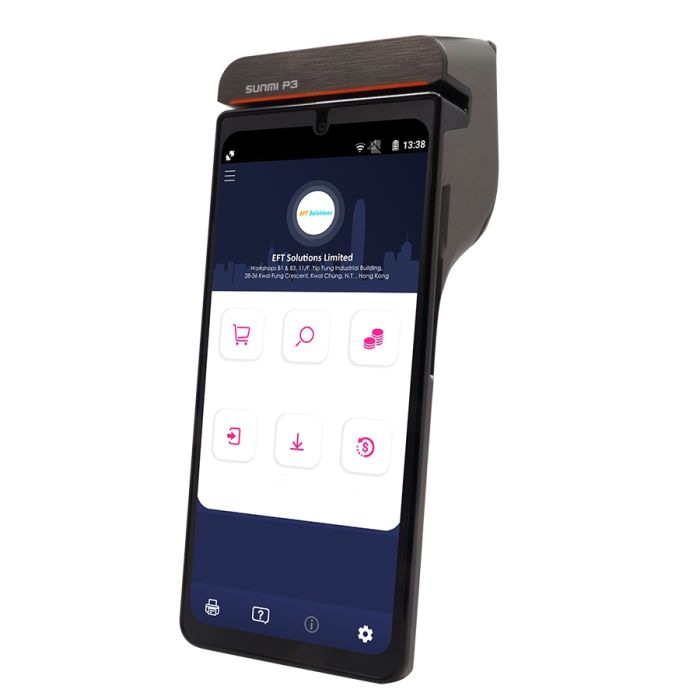 POS термінал Sunmi P3 - T6F10 (Android 11, екран 6.75'', вбудований принтер 58 мм, 2GB RAM/32GB ROM, NFC Reader, IC Card + MSR, WiFi, BT, GPS)