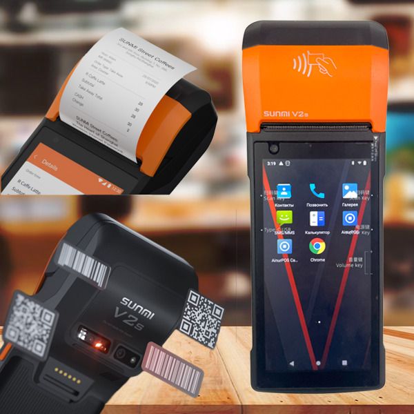 POS термінал Sunmi V2s NFC + сканер штрих кодів (Android 11, 3GB/32GB/3500 mAh)