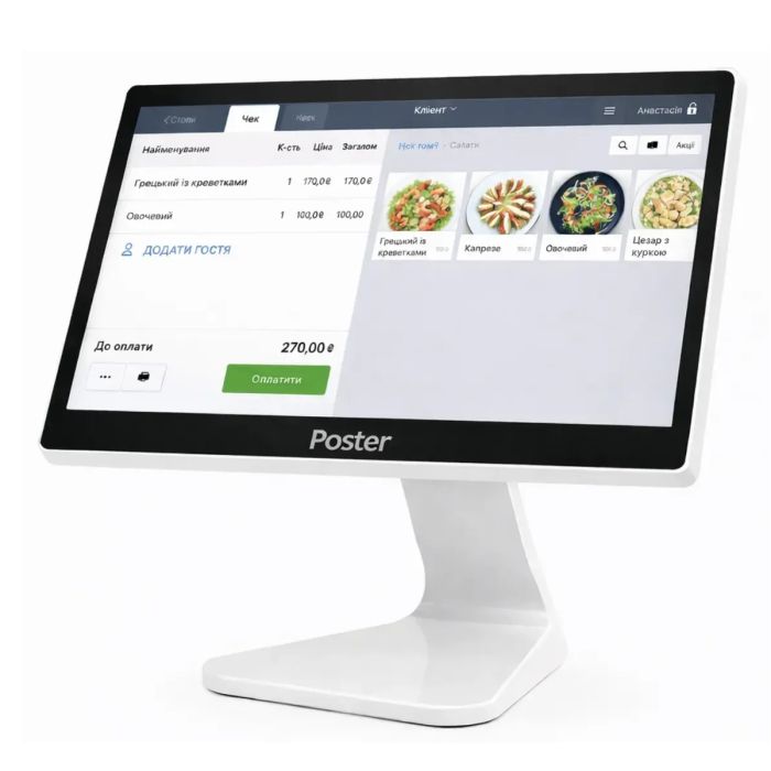Сенсорный POS-терминал Poster white (15,6 дюймов, Intel J6412, 8 ГБ RAM/128 ГБ SSD) + Windows 10 Pro